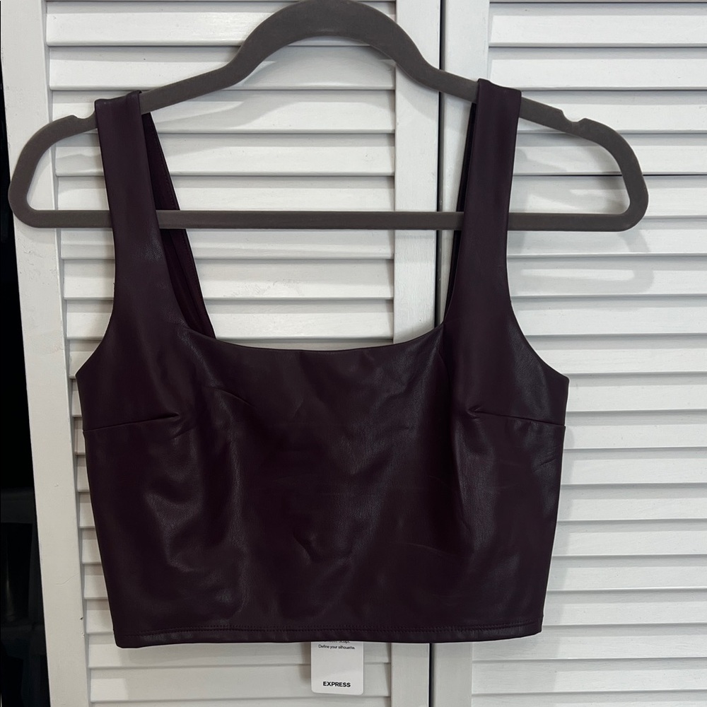 NWT size S Express faux leather Dark Purple Crop Top